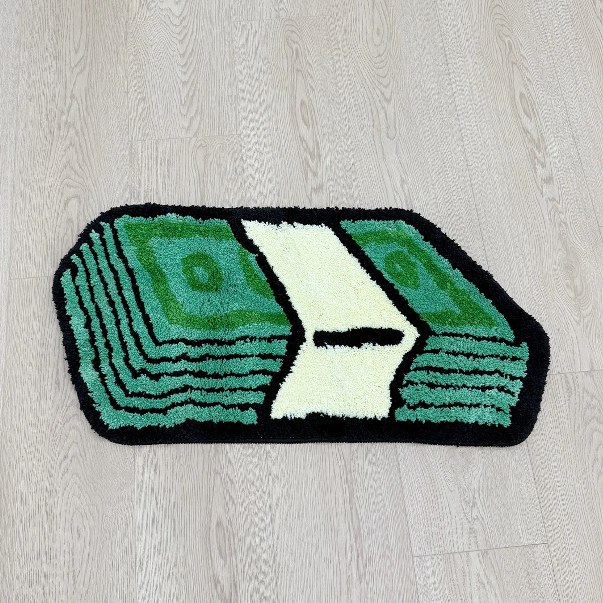 Tapis "Dollar Vert" | Green Dollar Cartoon Tufted Rug