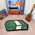Tapis "Dollar Vert" | Green Dollar Cartoon Tufted Rug